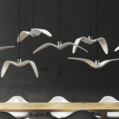 Contemporary White Seagull Resin Pendant Light