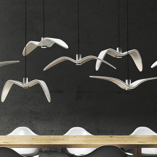 Contemporary White Seagull Resin Pendant Light - Decorbites