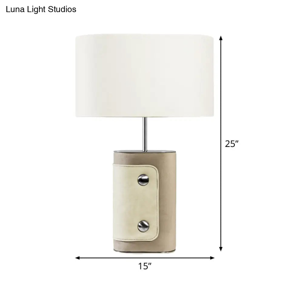 Contemporary White Shaded Table Light - Small Desk Lamp for Bedroom