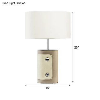 Contemporary White Shaded Table Light - Small Desk Lamp for Bedroom