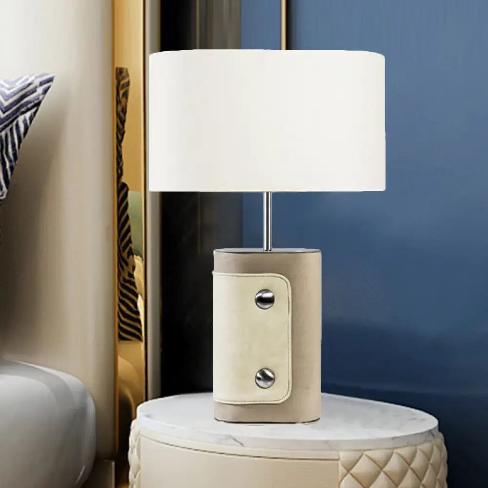 Contemporary White Shaded Table Light - Small Desk Lamp for Bedroom
