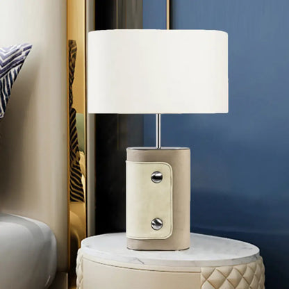 Contemporary White Shaded Table Light - Small Desk Lamp for Bedroom