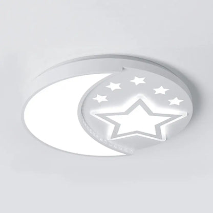 DecorBites™ DecorBites™ Contemporary White Study Room Ceiling Lamp with Starry Flush Mount and Crescent Metal Design
