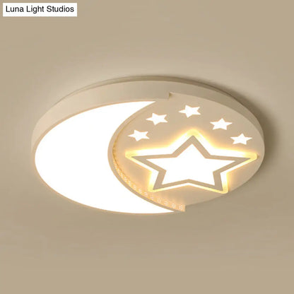 DecorBites™ DecorBites™ Contemporary White Study Room Ceiling Lamp with Starry Flush Mount and Crescent Metal Design