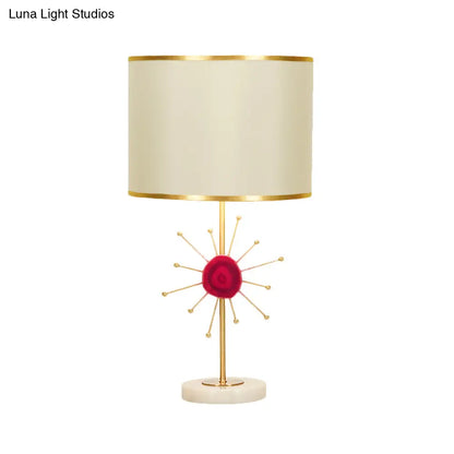 Contemporary White Table Light with Agate Deco and Night Lighting