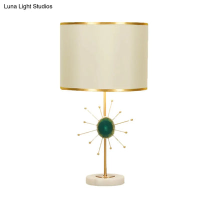 Contemporary White Table Light with Agate Deco and Night Lighting