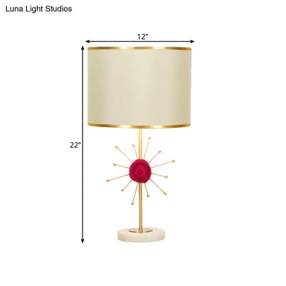 Contemporary White Table Light with Agate Deco and Night Lighting