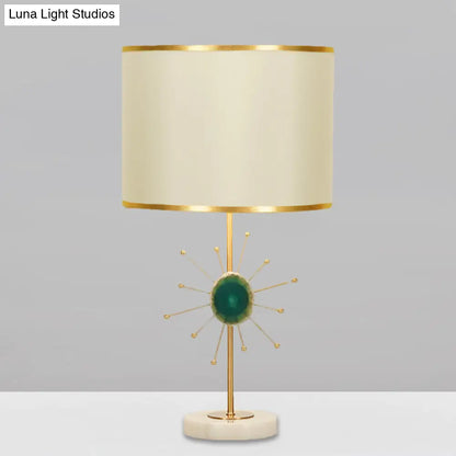 Contemporary White Table Light with Agate Deco and Night Lighting