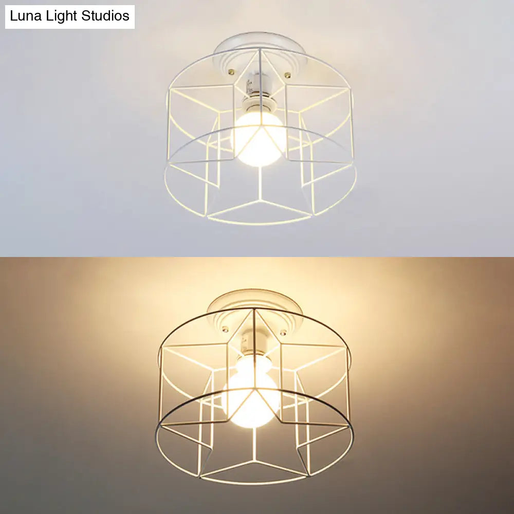 DecorBites™ DecorBites™ Contemporary White Wire Frame Ceiling Mount Light - Perfect for Living Rooms