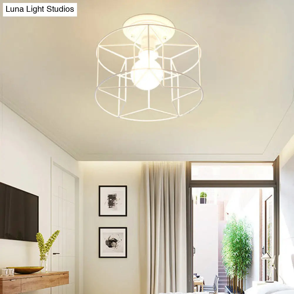 DecorBites™ DecorBites™ Contemporary White Wire Frame Ceiling Mount Light - Perfect for Living Rooms