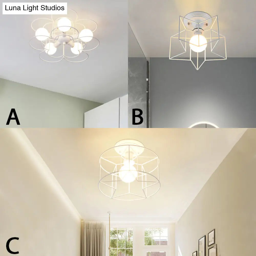 DecorBites™ DecorBites™ Contemporary White Wire Frame Ceiling Mount Light - Perfect for Living Rooms