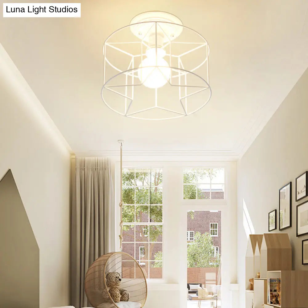 DecorBites™ DecorBites™ Contemporary White Wire Frame Ceiling Mount Light - Perfect for Living Rooms