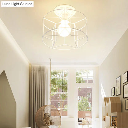 DecorBites™ DecorBites™ Contemporary White Wire Frame Ceiling Mount Light - Perfect for Living Rooms