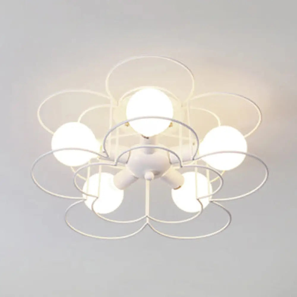 DecorBites™ DecorBites™ Contemporary White Wire Frame Ceiling Mount Light - Perfect for Living Rooms