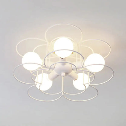 DecorBites™ DecorBites™ Contemporary White Wire Frame Ceiling Mount Light - Perfect for Living Rooms