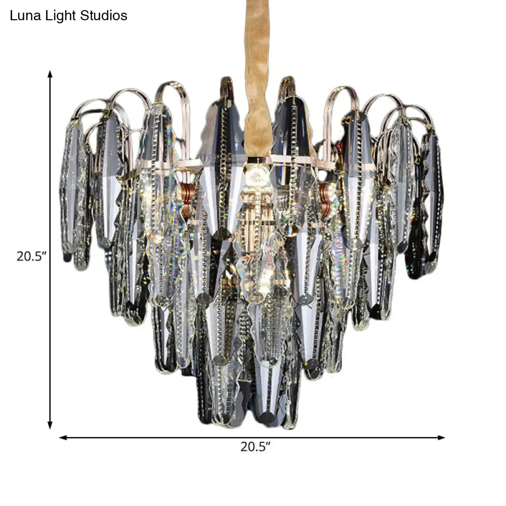 ثريا غرفة نوم عصرية على شكل صفصاف - قلادة سقف متعددة الأضواء من الكريستال الشفاف