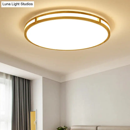 DecorBites™ DecorBites™ Contemporary Wood Beige LED Flush Mount Lamp - 14"/16"/19.5" Dia Circle with Acrylic Diffuser