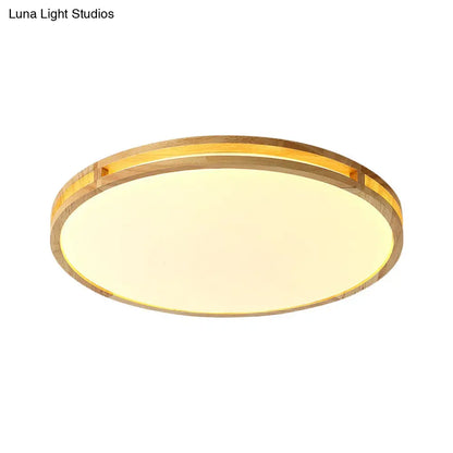 DecorBites™ DecorBites™ Contemporary Wood Beige LED Flush Mount Lamp - 14"/16"/19.5" Dia Circle with Acrylic Diffuser