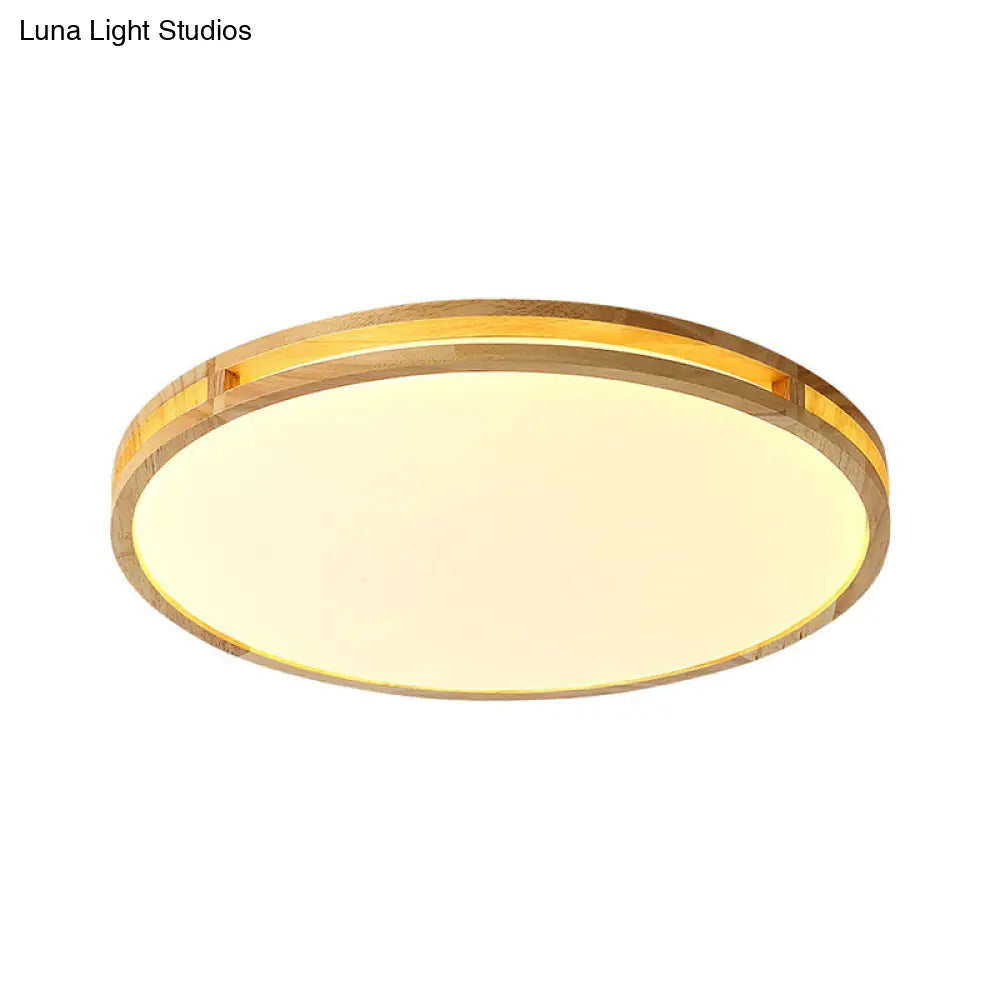 DecorBites™ DecorBites™ Contemporary Wood Beige LED Flush Mount Lamp - 14"/16"/19.5" Dia Circle with Acrylic Diffuser