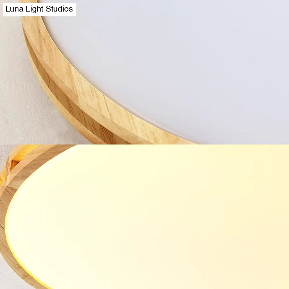 DecorBites™ DecorBites™ Contemporary Wood Beige LED Flush Mount Lamp - 14"/16"/19.5" Dia Circle with Acrylic Diffuser
