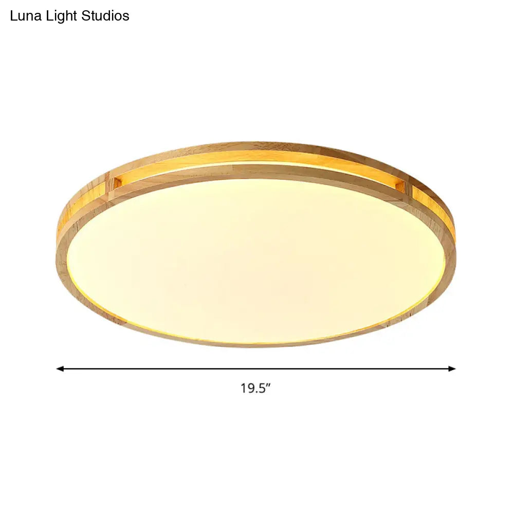 DecorBites™ DecorBites™ Contemporary Wood Beige LED Flush Mount Lamp - 14"/16"/19.5" Dia Circle with Acrylic Diffuser