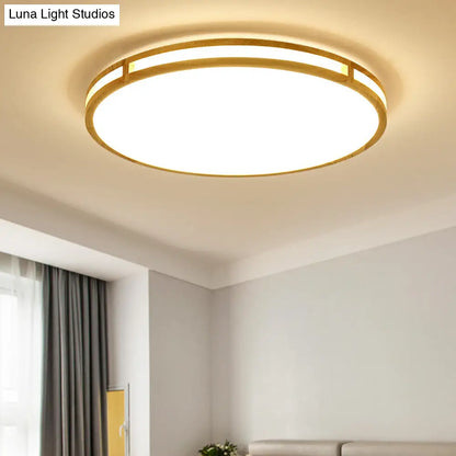 DecorBites™ DecorBites™ Contemporary Wood Beige LED Flush Mount Lamp - 14"/16"/19.5" Dia Circle with Acrylic Diffuser