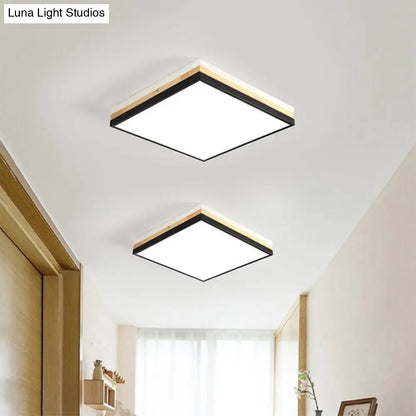 Lámpara de techo LED DecorBites™ contemporánea de madera negra - Diseño cuadrado ancho (16"/19.5"/23.5"), opciones de luz blanca/cálida/natural