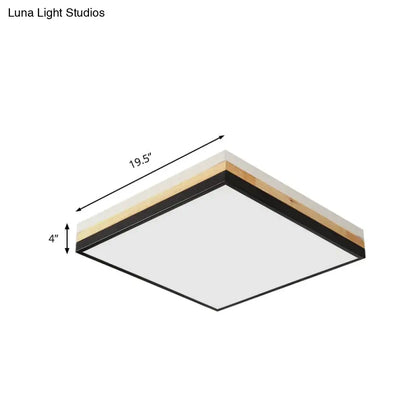 Lámpara de techo LED DecorBites™ contemporánea de madera negra - Diseño cuadrado ancho (16"/19.5"/23.5"), opciones de luz blanca/cálida/natural
