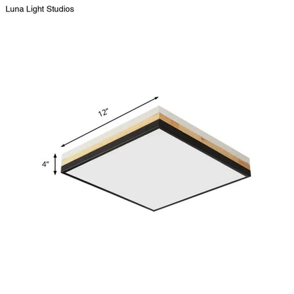 Lámpara de techo LED DecorBites™ contemporánea de madera negra - Diseño cuadrado ancho (16"/19.5"/23.5"), opciones de luz blanca/cálida/natural