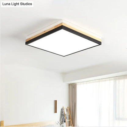 Lámpara de techo LED DecorBites™ contemporánea de madera negra - Diseño cuadrado ancho (16"/19.5"/23.5"), opciones de luz blanca/cálida/natural