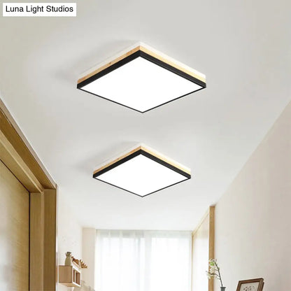 Lámpara de techo LED DecorBites™ contemporánea de madera negra - Diseño cuadrado ancho (16"/19.5"/23.5"), opciones de luz blanca/cálida/natural