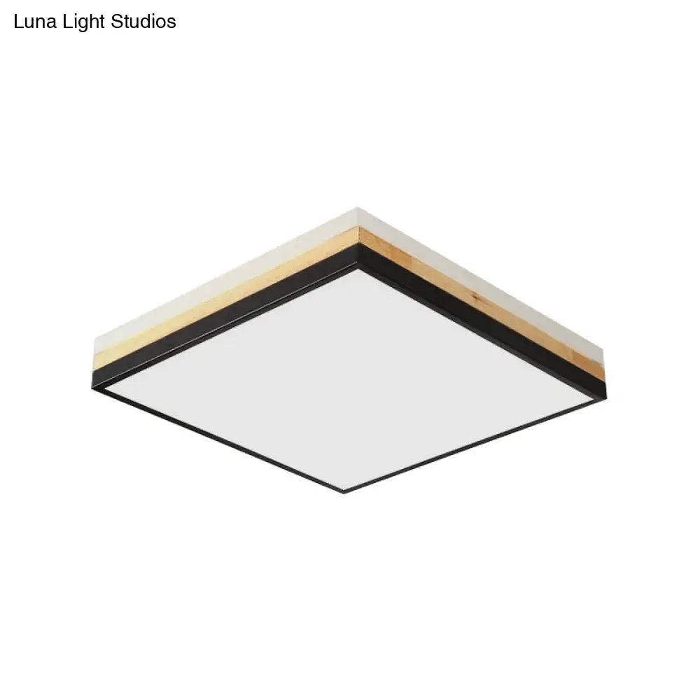 Lámpara de techo LED DecorBites™ contemporánea de madera negra - Diseño cuadrado ancho (16"/19.5"/23.5"), opciones de luz blanca/cálida/natural