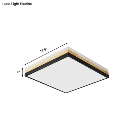 Lámpara de techo LED DecorBites™ contemporánea de madera negra - Diseño cuadrado ancho (16"/19.5"/23.5"), opciones de luz blanca/cálida/natural