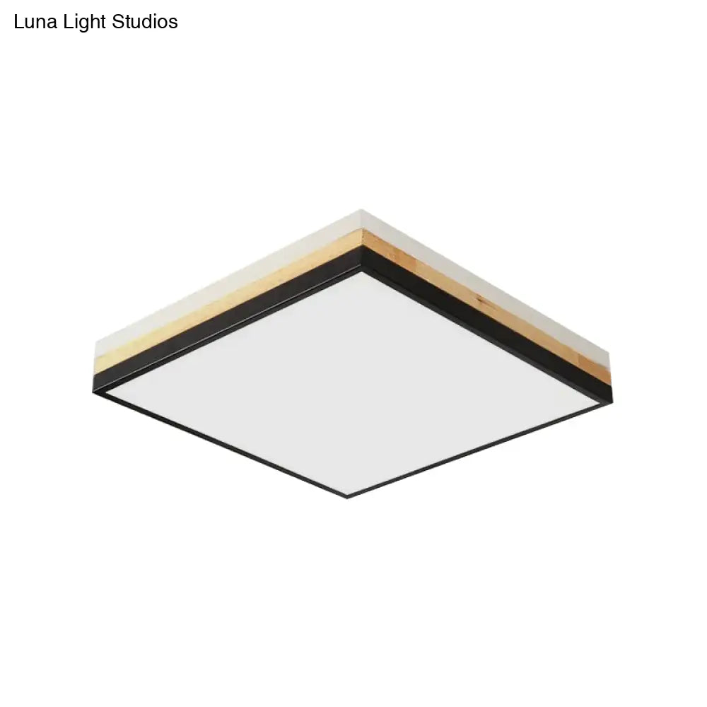 Lámpara de techo LED DecorBites™ contemporánea de madera negra - Diseño cuadrado ancho (16"/19.5"/23.5"), opciones de luz blanca/cálida/natural