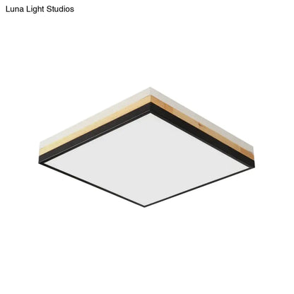 Lámpara de techo LED DecorBites™ contemporánea de madera negra - Diseño cuadrado ancho (16"/19.5"/23.5"), opciones de luz blanca/cálida/natural