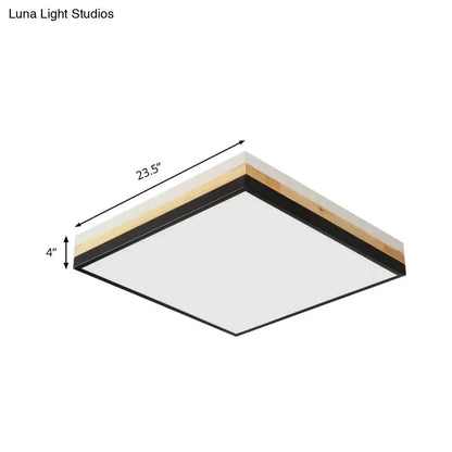 Lámpara de techo LED DecorBites™ contemporánea de madera negra - Diseño cuadrado ancho (16"/19.5"/23.5"), opciones de luz blanca/cálida/natural