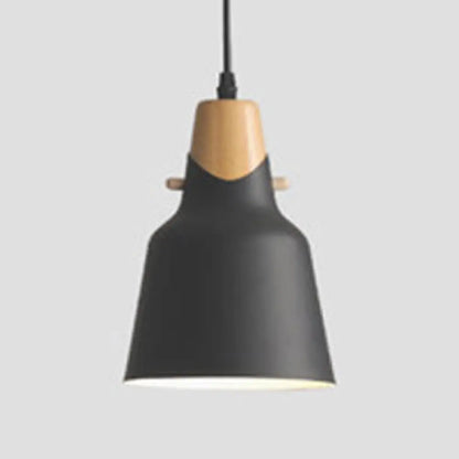 Contemporary Wood Finish Hanging Light Fixture with Metal Shade - Ideal for Dining Table