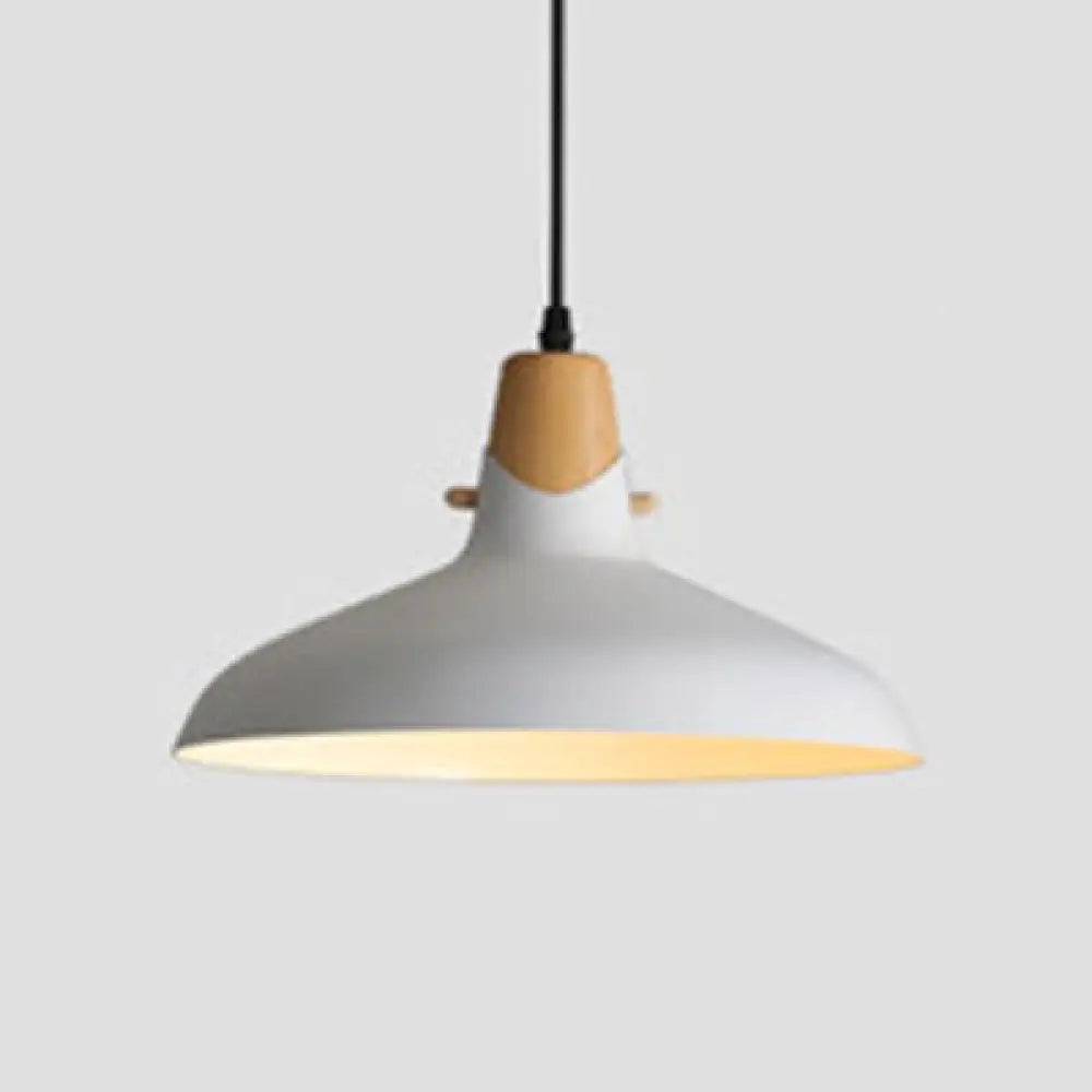 Contemporary Wood Finish Hanging Light Fixture with Metal Shade - Ideal for Dining Table