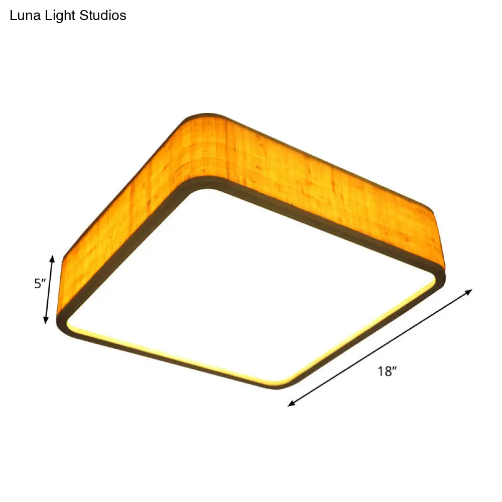 DecorBites™ DecorBites™ Contemporary Wood LED Flush Mount Ceiling Light Fixture - Bamboo Square Design
