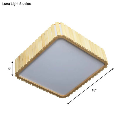 DecorBites™ DecorBites™ Contemporary Wood LED Flush Mount Ceiling Light Fixture - Bamboo Square Design