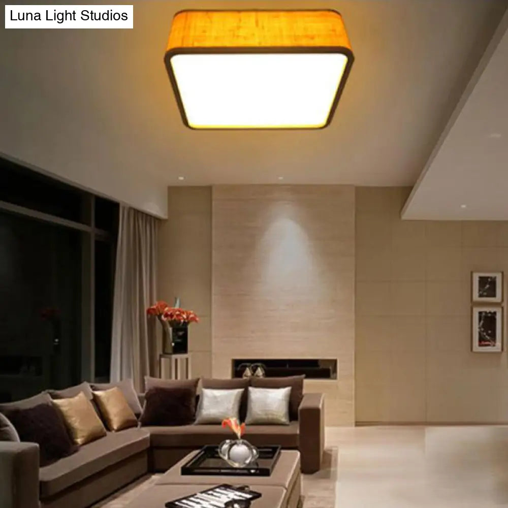 DecorBites™ DecorBites™ Contemporary Wood LED Flush Mount Ceiling Light Fixture - Bamboo Square Design