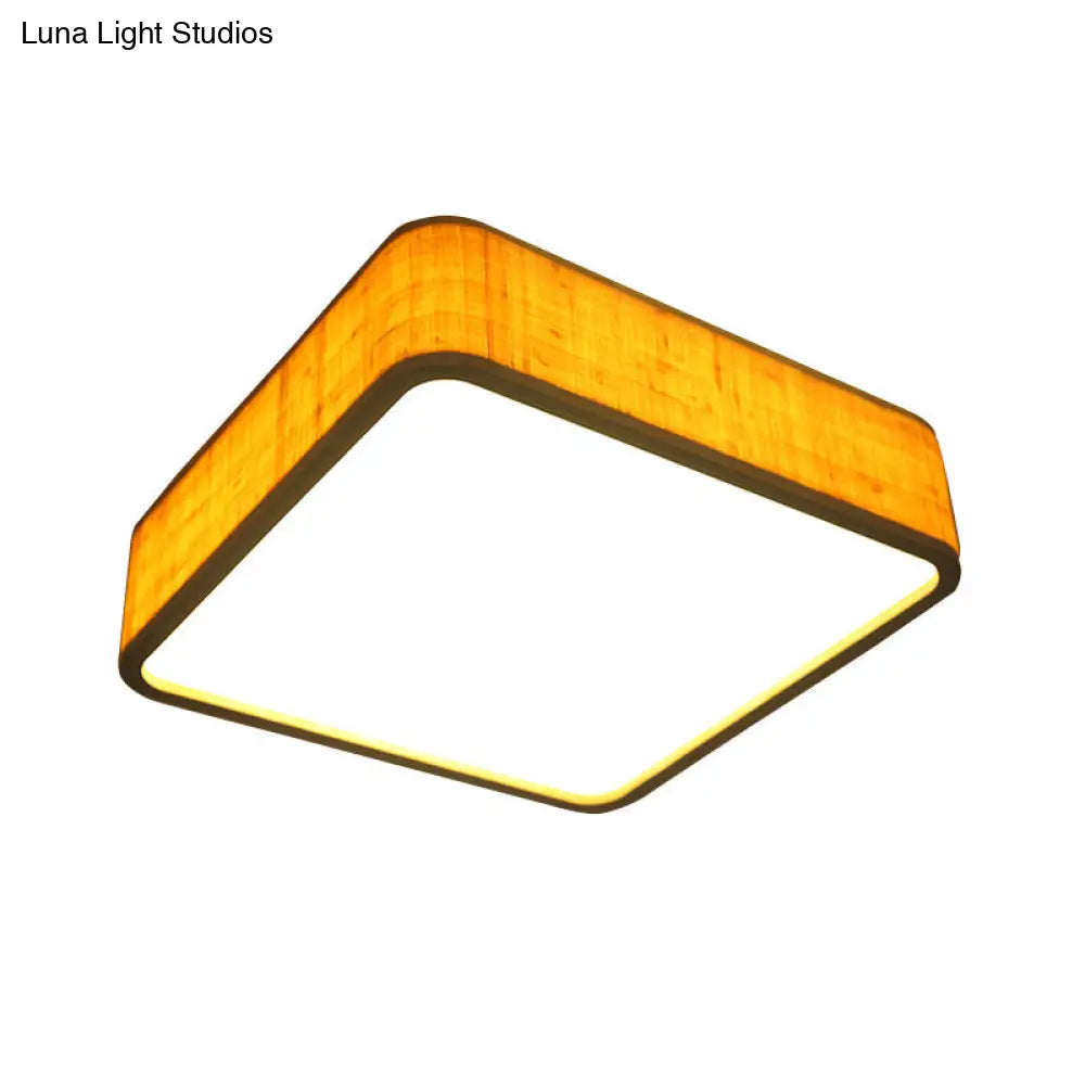 DecorBites™ DecorBites™ Contemporary Wood LED Flush Mount Ceiling Light Fixture - Bamboo Square Design