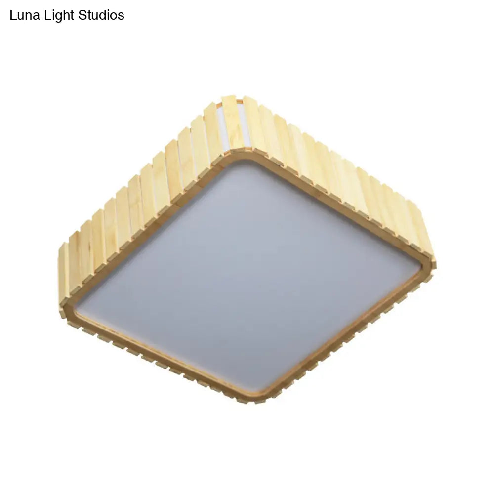 DecorBites™ DecorBites™ Contemporary Wood LED Flush Mount Ceiling Light Fixture - Bamboo Square Design