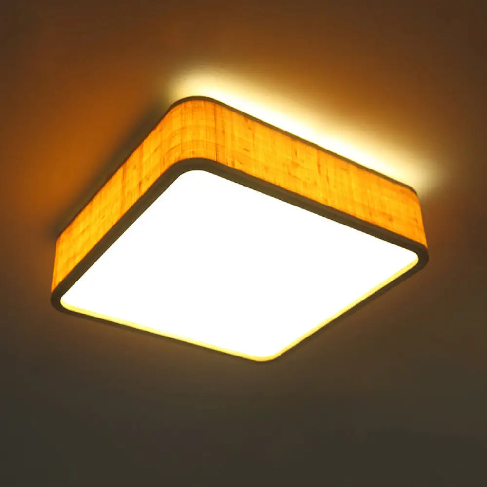 DecorBites™ DecorBites™ Contemporary Wood LED Flush Mount Ceiling Light Fixture - Bamboo Square Design