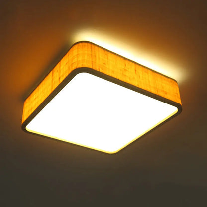 DecorBites™ DecorBites™ Contemporary Wood LED Flush Mount Ceiling Light Fixture - Bamboo Square Design