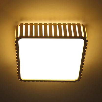 DecorBites™ DecorBites™ Contemporary Wood LED Flush Mount Ceiling Light Fixture - Bamboo Square Design