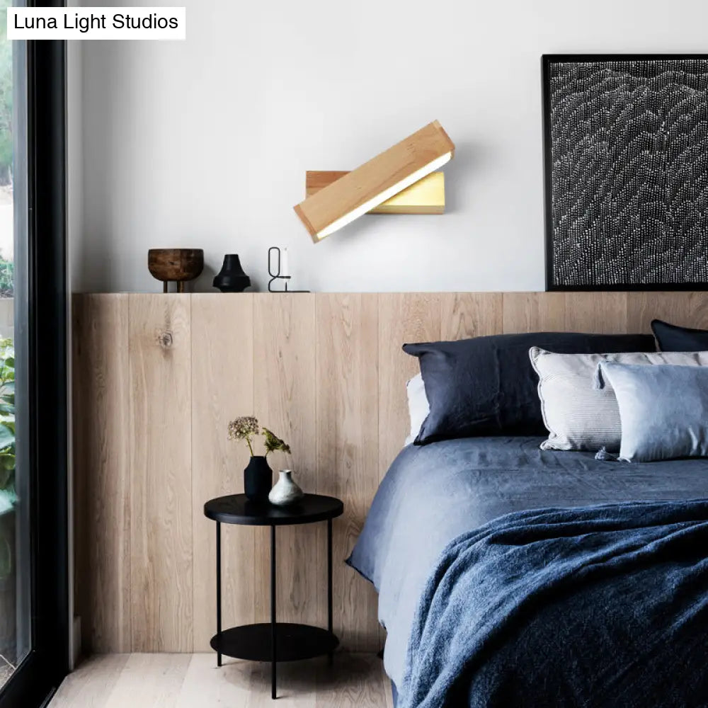 Aplique de pared contemporáneo de madera DecorBites™ con pantalla acrílica - Iluminación de una sola bombilla para pasillos