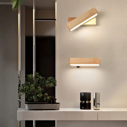 Aplique de pared contemporáneo de madera DecorBites™ con pantalla acrílica - Iluminación de una sola bombilla para pasillos