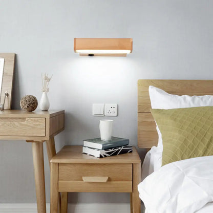 Aplique de pared contemporáneo de madera DecorBites™ con pantalla acrílica - Iluminación de una sola bombilla para pasillos