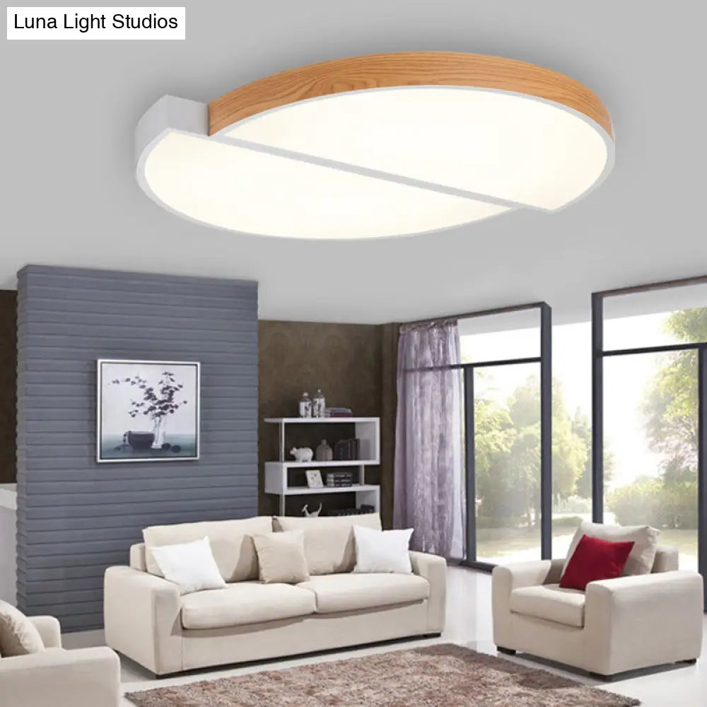 DecorBites™ DecorBites™ Contemporary Wood White LED Circle Flush Mount Lamp - 20.5" and 33" Diameter